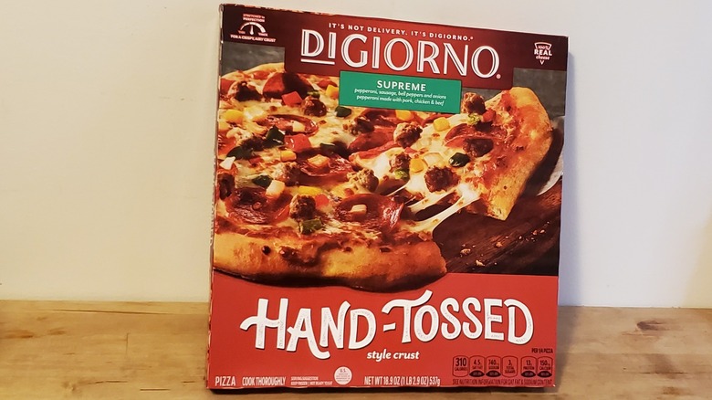 A box of DiGiorno frozen pizza