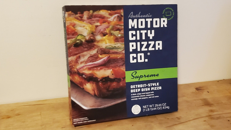 A box of Motor City Pizza Co. frozen pizza
