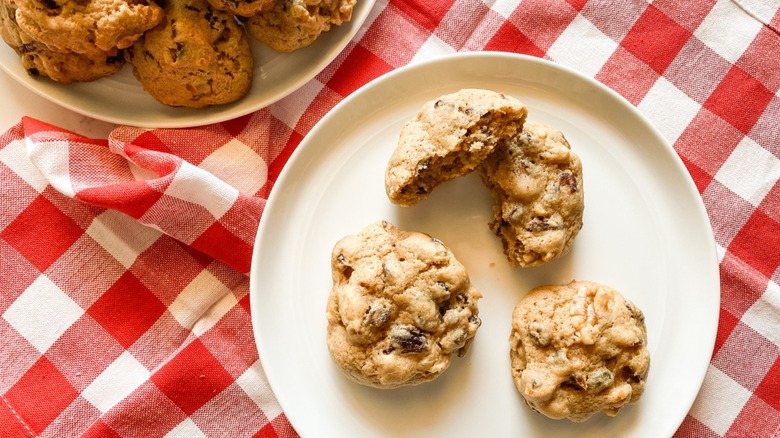 hermit cookies on checkered tablecloth