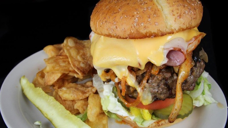 close up photo of one of Thurman's burgers