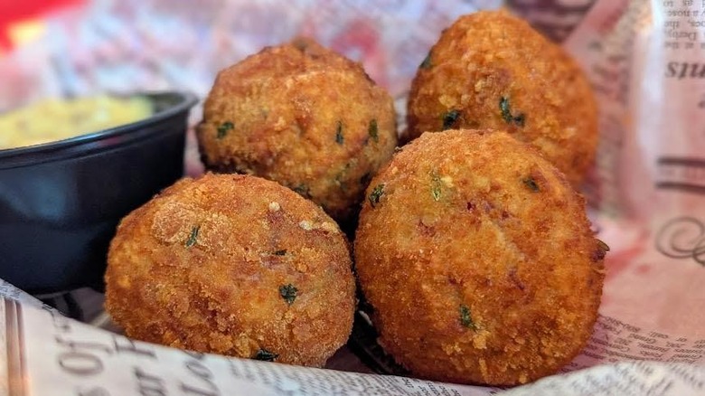 Close up shot of sauerkraut balls