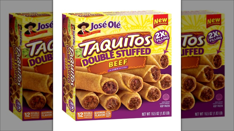 Pack of double-stuffed beef taquitos.
