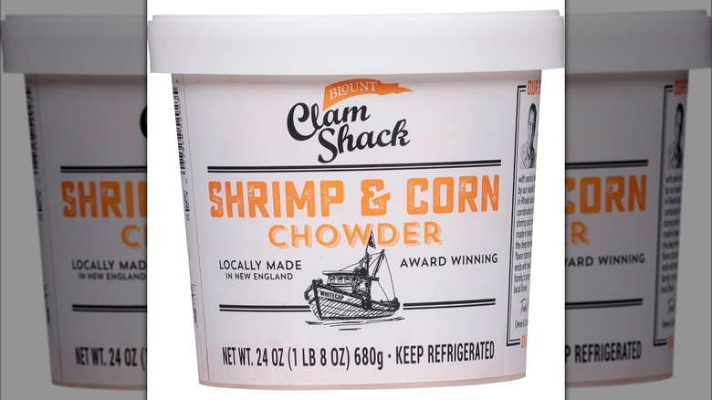 Container of Blount Clam Shack Shrimp and Corn Chowder