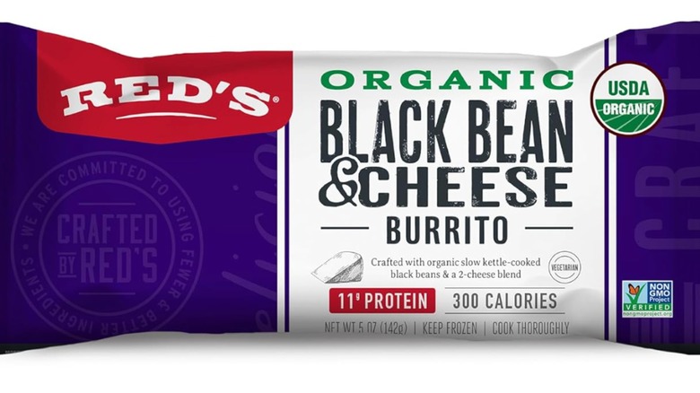 Package of Red's organic black bean & cheese burrito