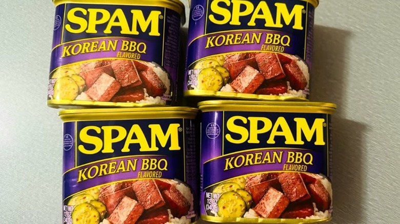 Four cans of SPAM Korean BBQ