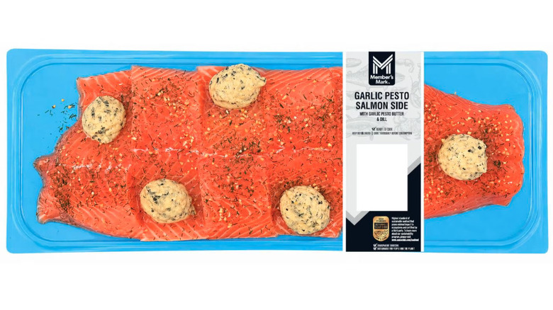 Portions of butter-topped salmon in Member's Mark packaging