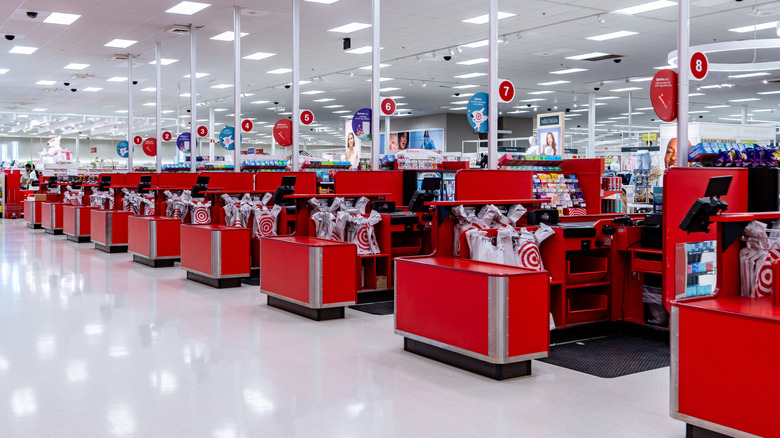 Checkout aisles inside a Target store