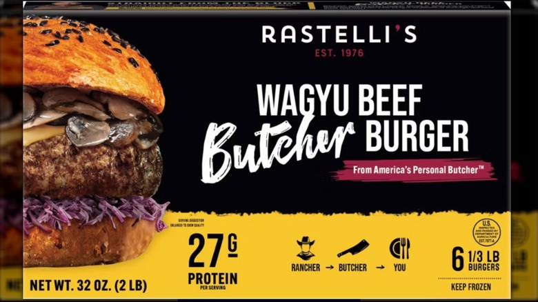 Frozen package of Rastelli's Wagyu Beef Butcher Burger
