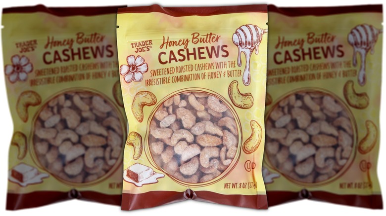 Bag of honey butter-flavored cashews.
