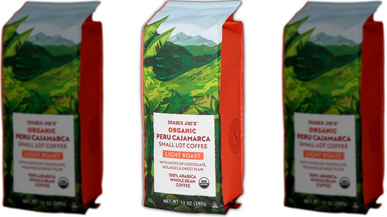 Bag of organic light roast coffee from Peru
