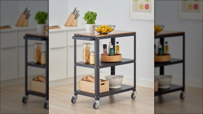 metal kitchen cart with wheels