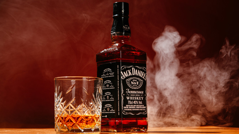 Several Jack Daniel's whiskey barrels