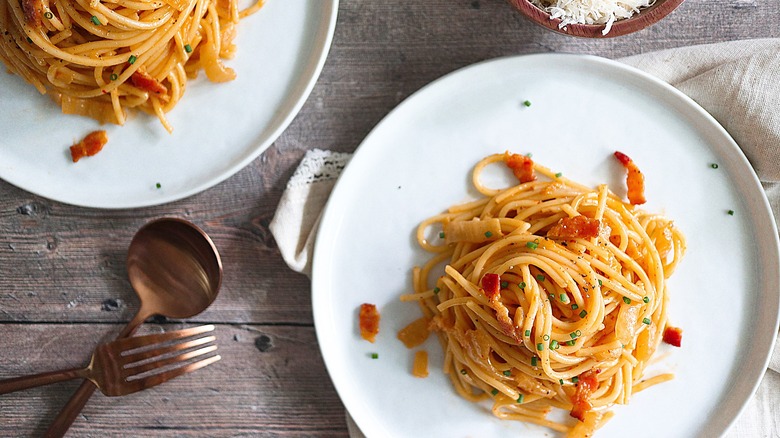 Kimchi Carbonara Pasta Recipe