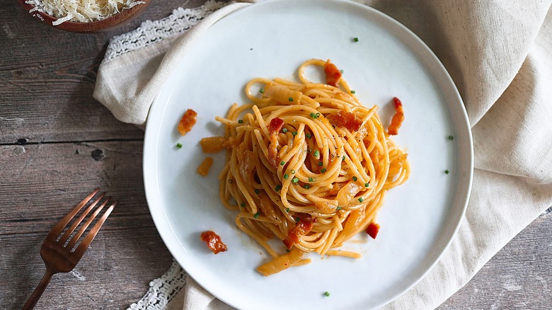 pasta on a white plate