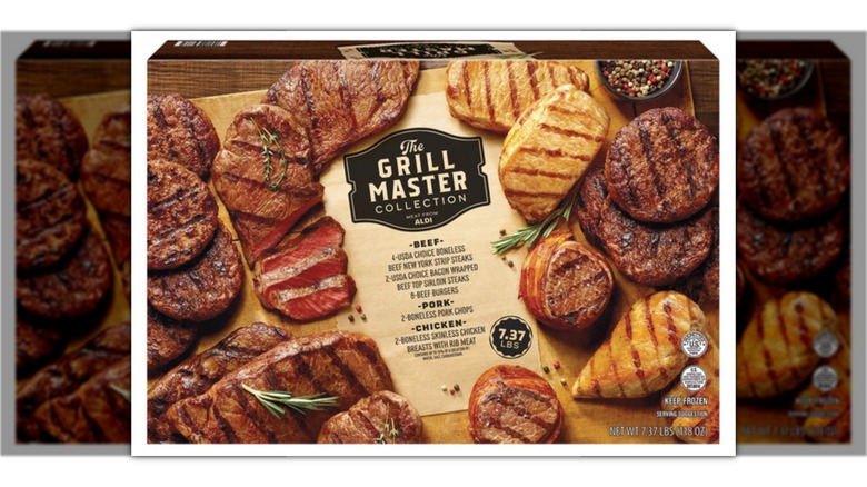 Package of Aldi's Grill Master Collection against white background.