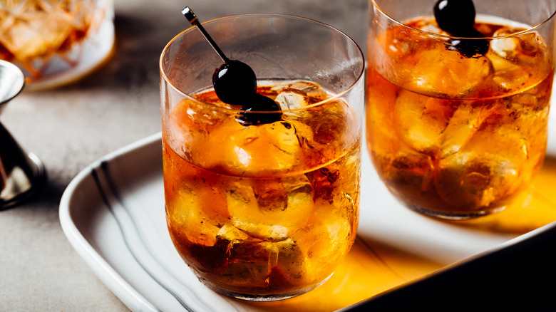 Two Manhattan cocktails