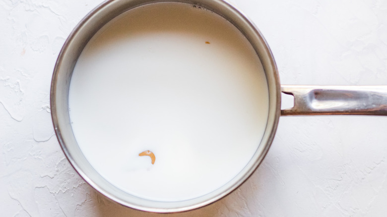 milk in saucepan 