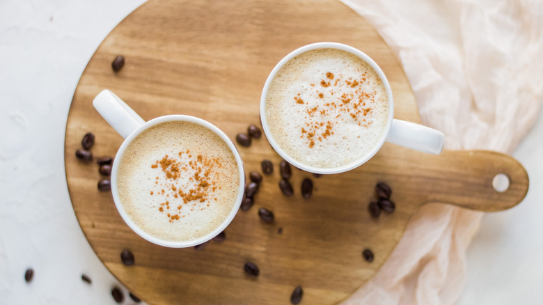 lattes on tray 