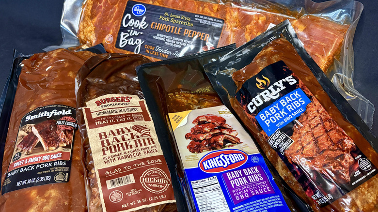 Pile of grocery store pre-sauced ribs