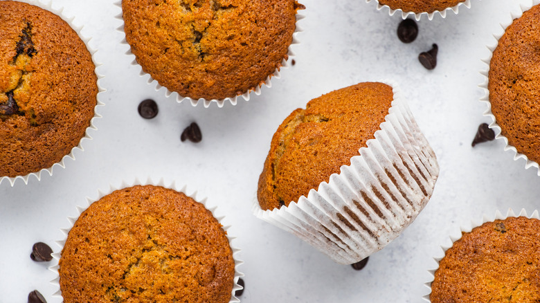 pumpkin muffins on counter 