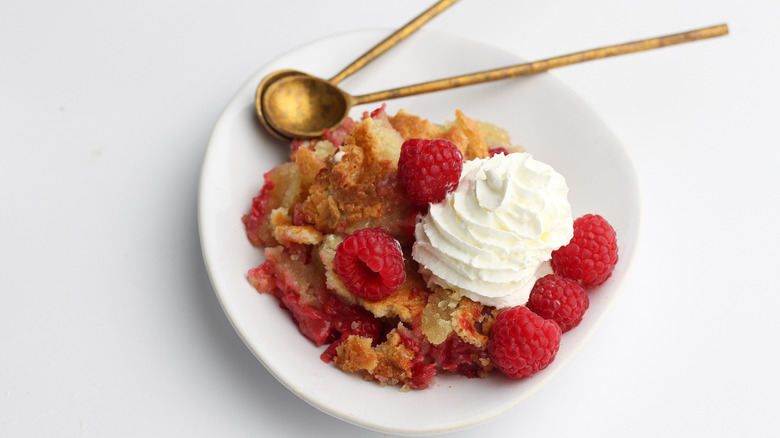 raspberry cobbler on a plate 