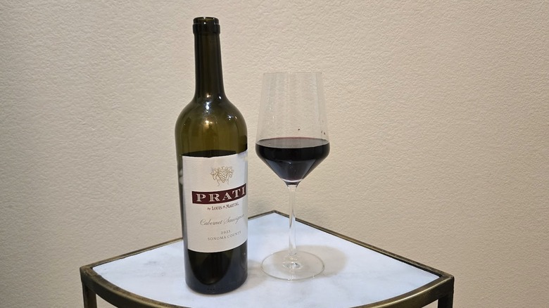 Prati by Louis M. Martini Cabernet Sauvignon Sonoma County bottle and glass