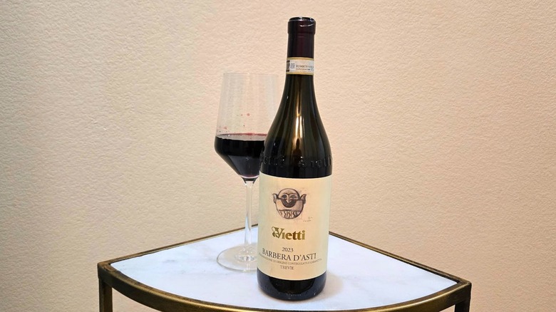 Vietti Barbera d'Asti Trevie and glass