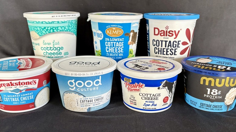 Assorted tubs of cottage cheese