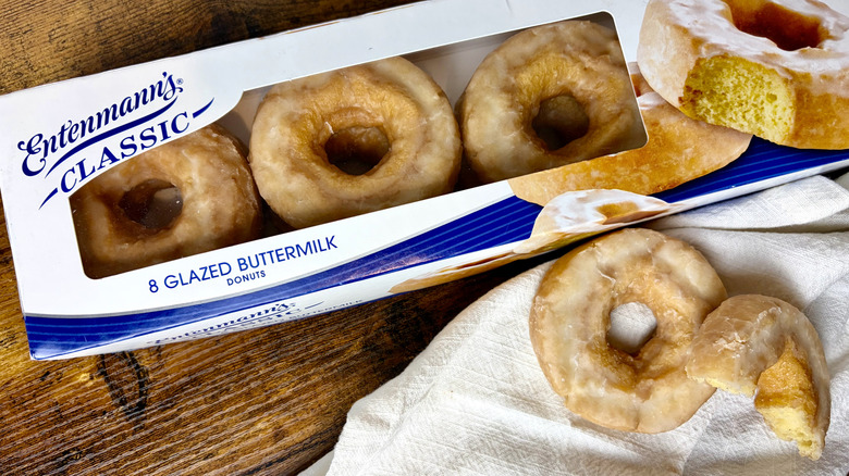 A package of Entenmann's Classic Glazed Buttermilk Donuts
