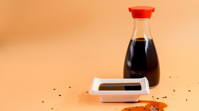 Soy Sauce bottle and dish