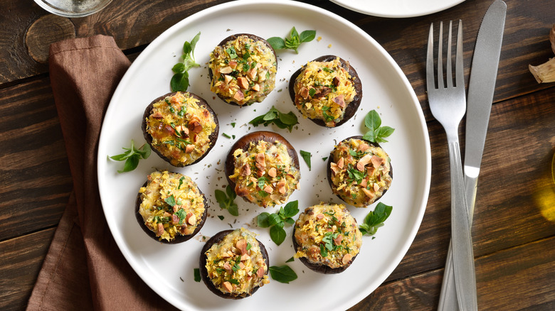 stuffed mushrooms on plate