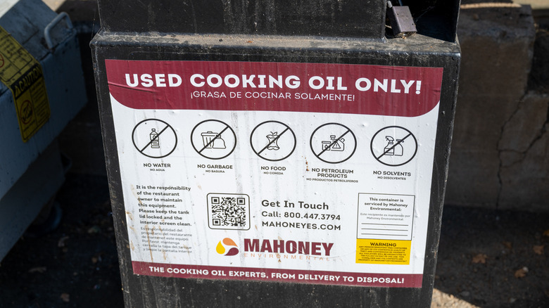 Container of used cooking oil