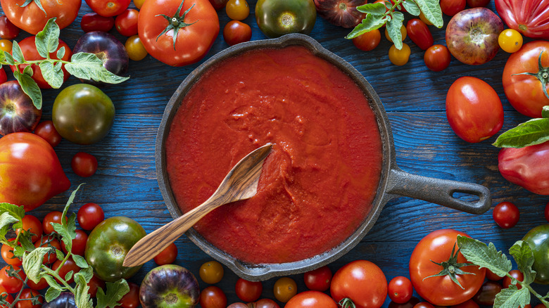 tomato sauce skillet with tomatoes