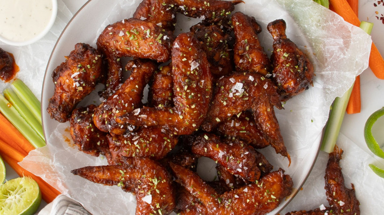 Chicken wings sprinkled with salt and lime zest