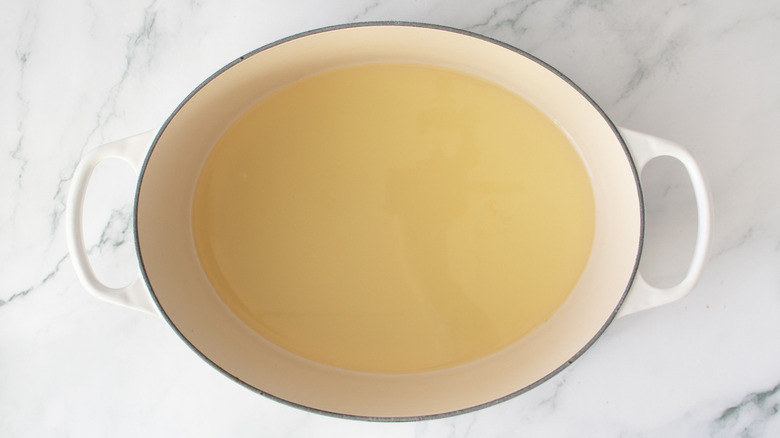 Oil in large Dutch oven