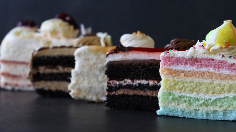 Variety of different cake flavor slices