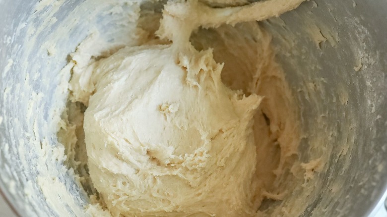 Shaggy dough in mixer bowl