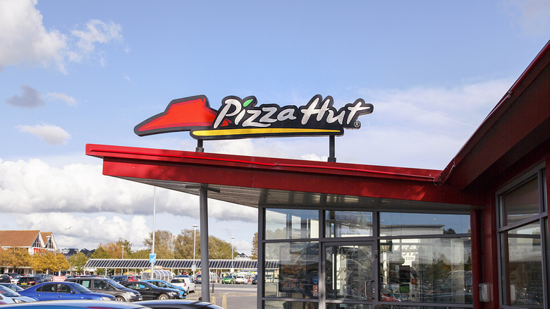 The exterior of an old-school U.K. Pizza Hut location