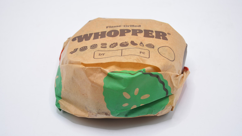 Burger King Whopper in its wrapper