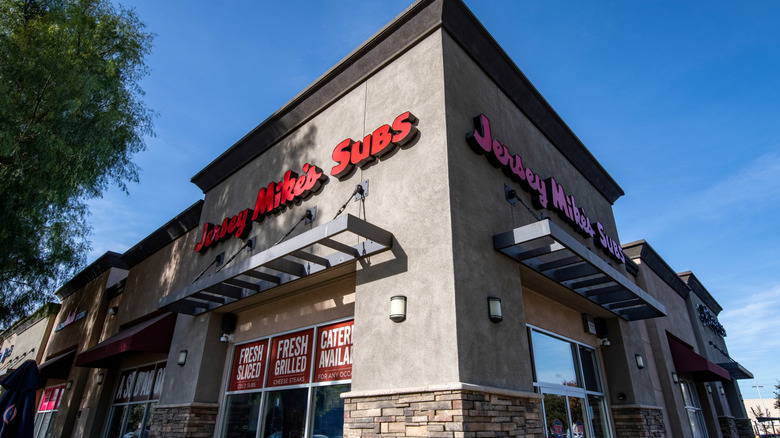 Low angle of a Jersey Mike's restaurant