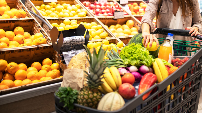 Woman shopping in produce section