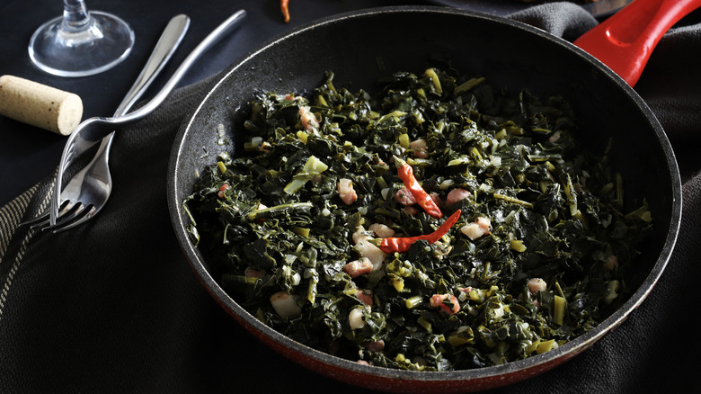 sautéed kale in pan