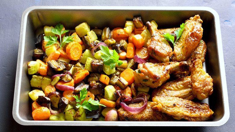 Food in sheet pan 