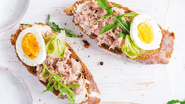 Tuna salad on toasted bread