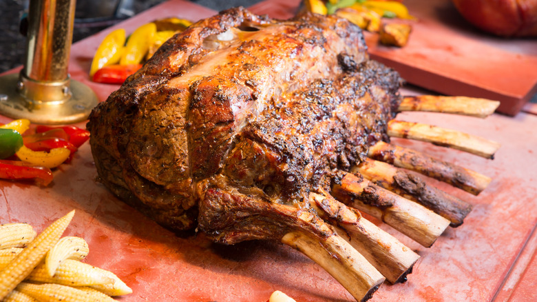 Prime rib resting before being sliced