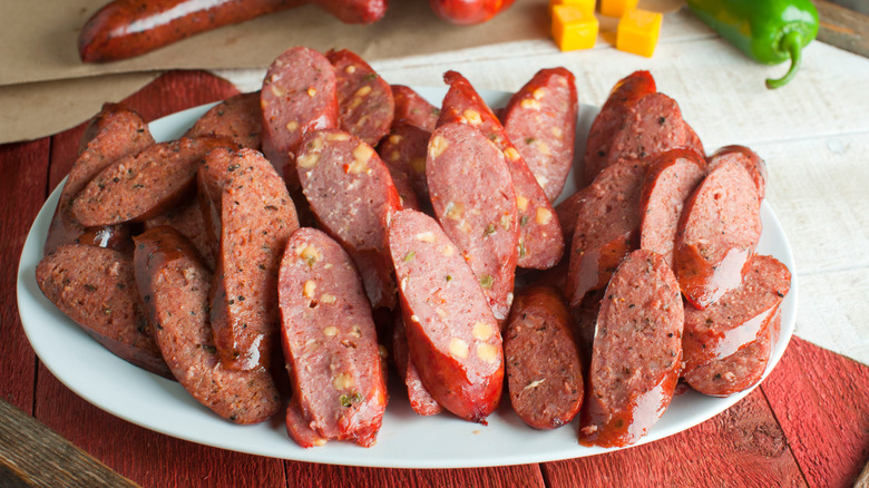 Barbecue pork cheddar and jalapeño sausages