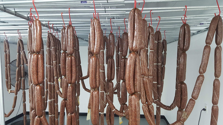 Soujouk Dried Beef Sausages hanging