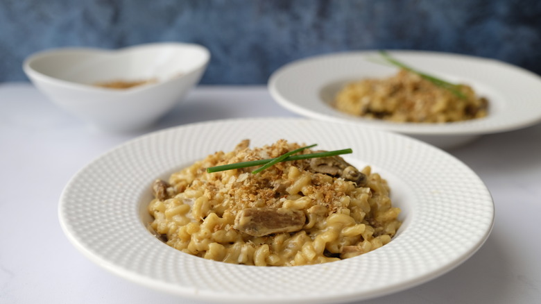 porcini mushroom and gruyère mac and cheese in bowls