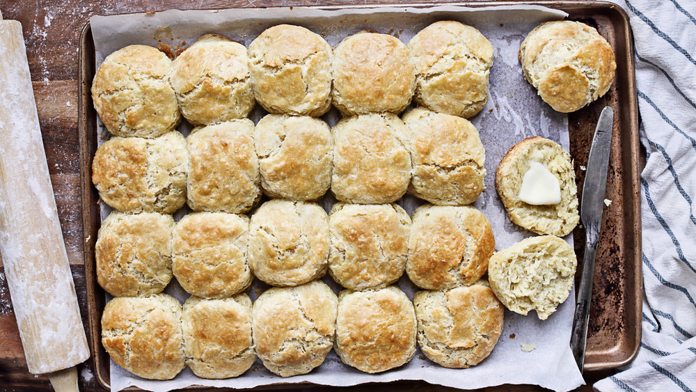 pan of freshly baked biscuits