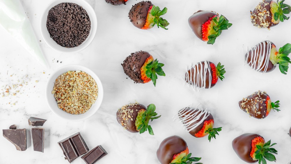 chocolate-covered strawberries with decorative toppings